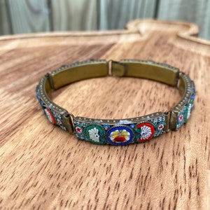 Vintage Italian Micro Mosaic Bangle Bracelet.