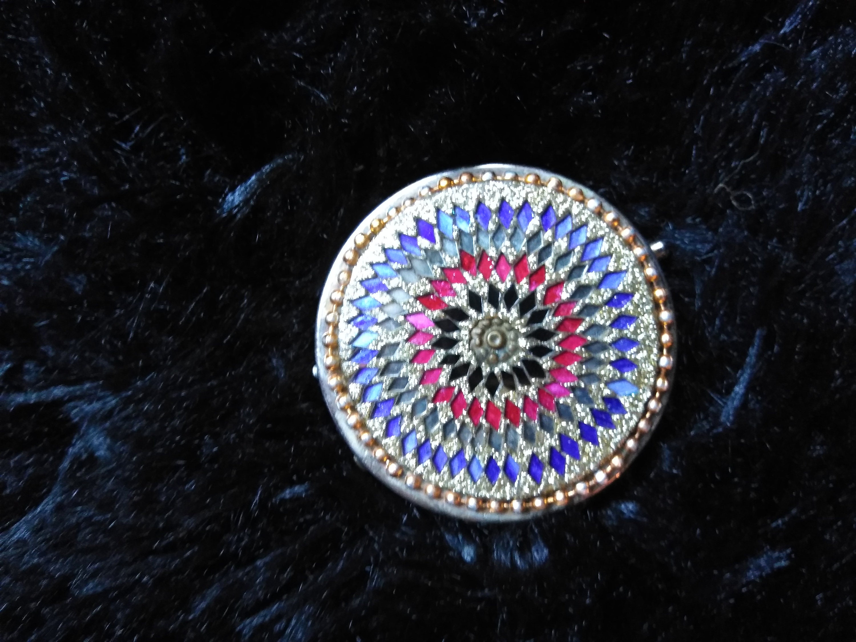 Metal Mosaic Glass Pill Box.