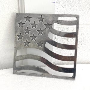 Stars & Stripes American Flag Aluminum Trivet Hot Plate Distressed Copco 7” USA Stars