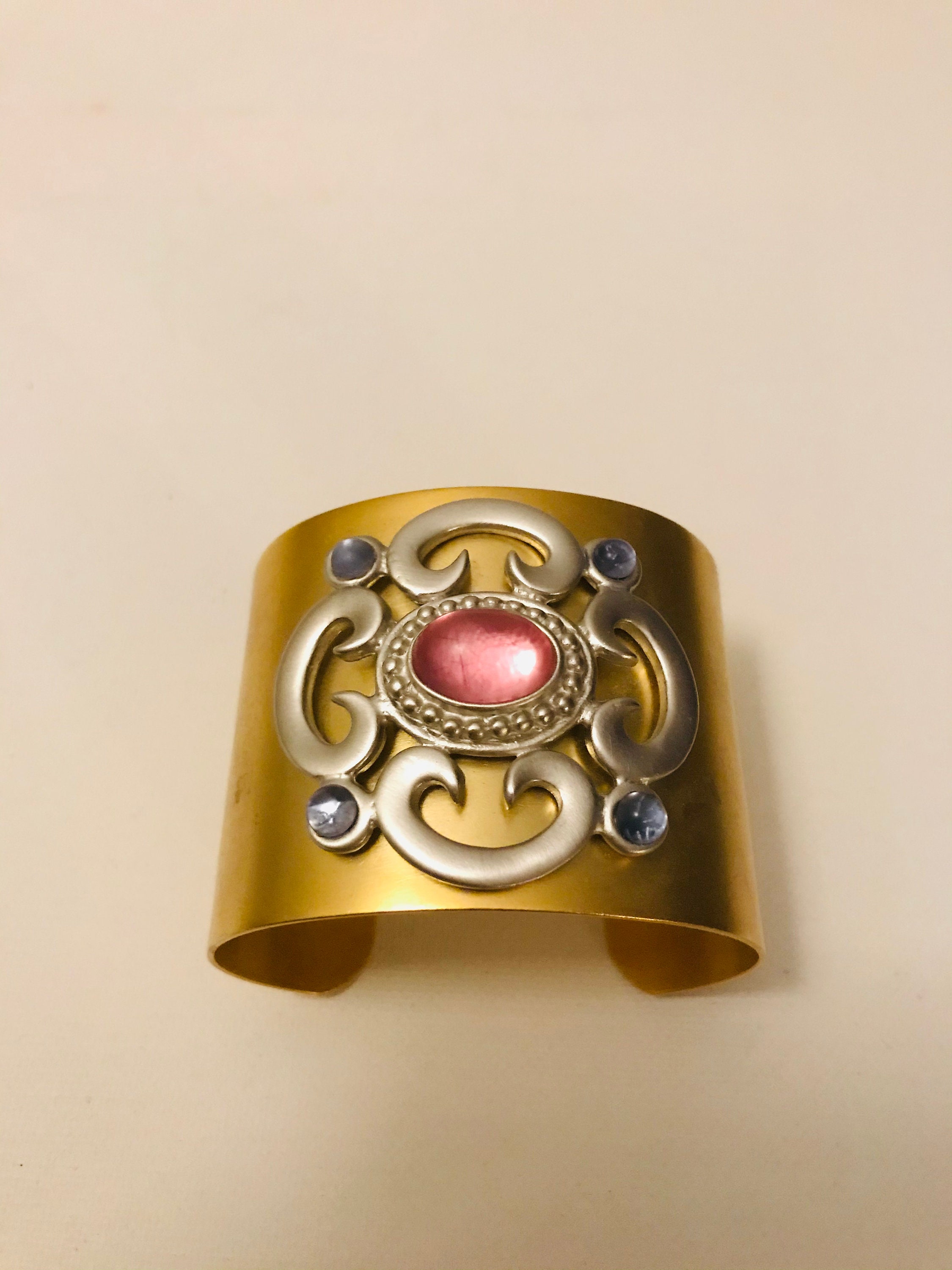 Vintage Fashion Gold and Silver Costume Cuff Bracelet. Etsy