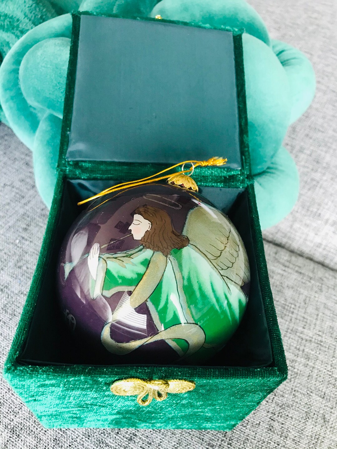 Vintage LI BIEN Big Glass Hand Painted Christmas Ball Ornament With ...