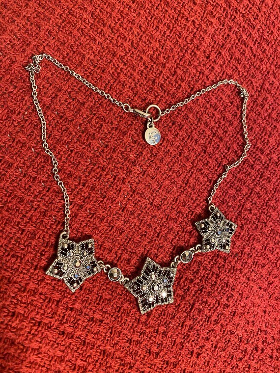 Vintage Liz Claiborne Marcasite Stars Necklace. - image 1