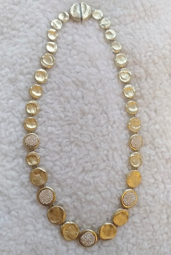 Gold Tone Fine Fashion Necklace with Rhinestones,… - image 1