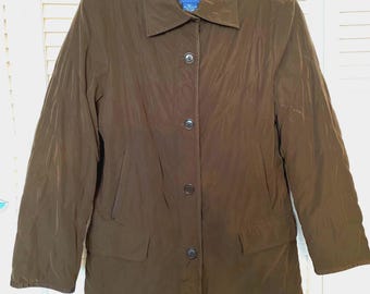 Vintage FACONNABLE Brown Woman Polyester Winter Water Resistant Used Coat. XS