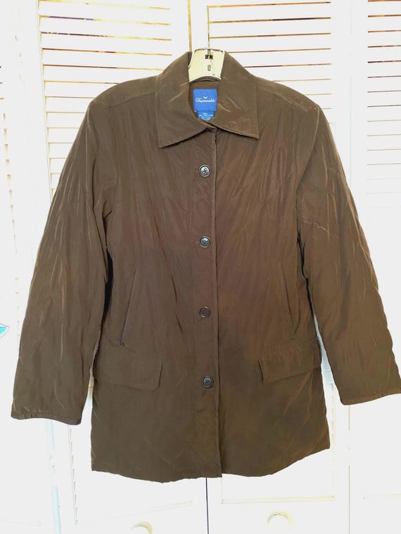 Façonnable, Vintage FACONNABLE Brown Woman Polyester Winter Water Resistant Used Coat. XS