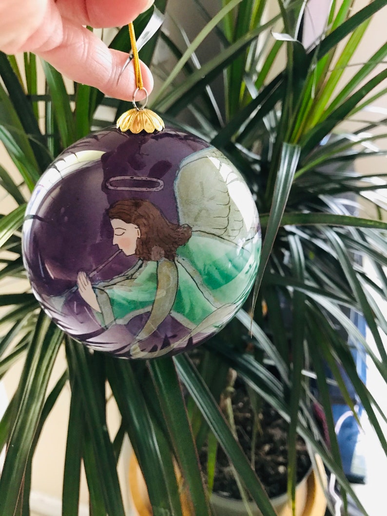 Vintage LI BIEN Big Glass Hand Painted Christmas Ball Ornament With ...