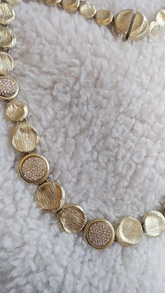 Gold Tone Fine Fashion Necklace with Rhinestones,… - image 5
