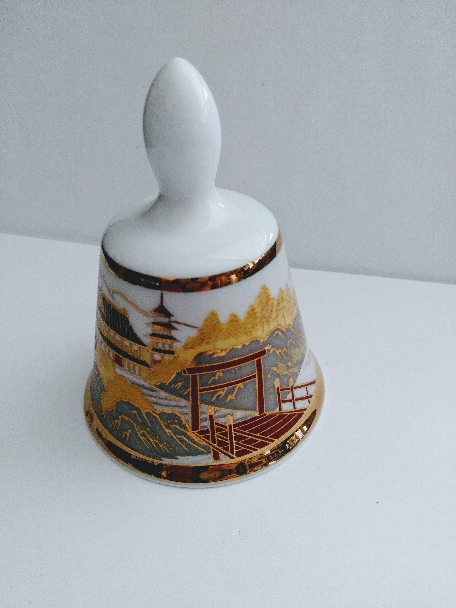 Kiyomasa Porcelain Bell Made In Japan Gold Trim With Japanese Etsy