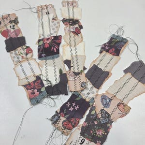 Set of Five Collaged and Sewn Belly Bands / Junk Journal Embellishments / Art Journal / Junk Journal Embellishments