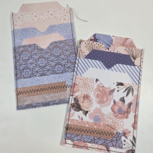 Set of 2 Triple Pockets with Matching Tags / Junk Journal Embellishments / Art Journal / Junk Journal Embellishments