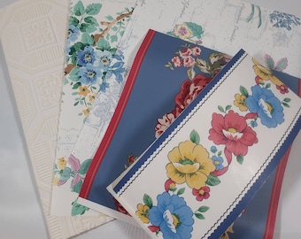 Set of 5 Vintage Wallpaper Samples / Junk Journal Ephemera / Journals Supplies / Smashbook / Scrapbooking Supplies / Vintage Ephemera
