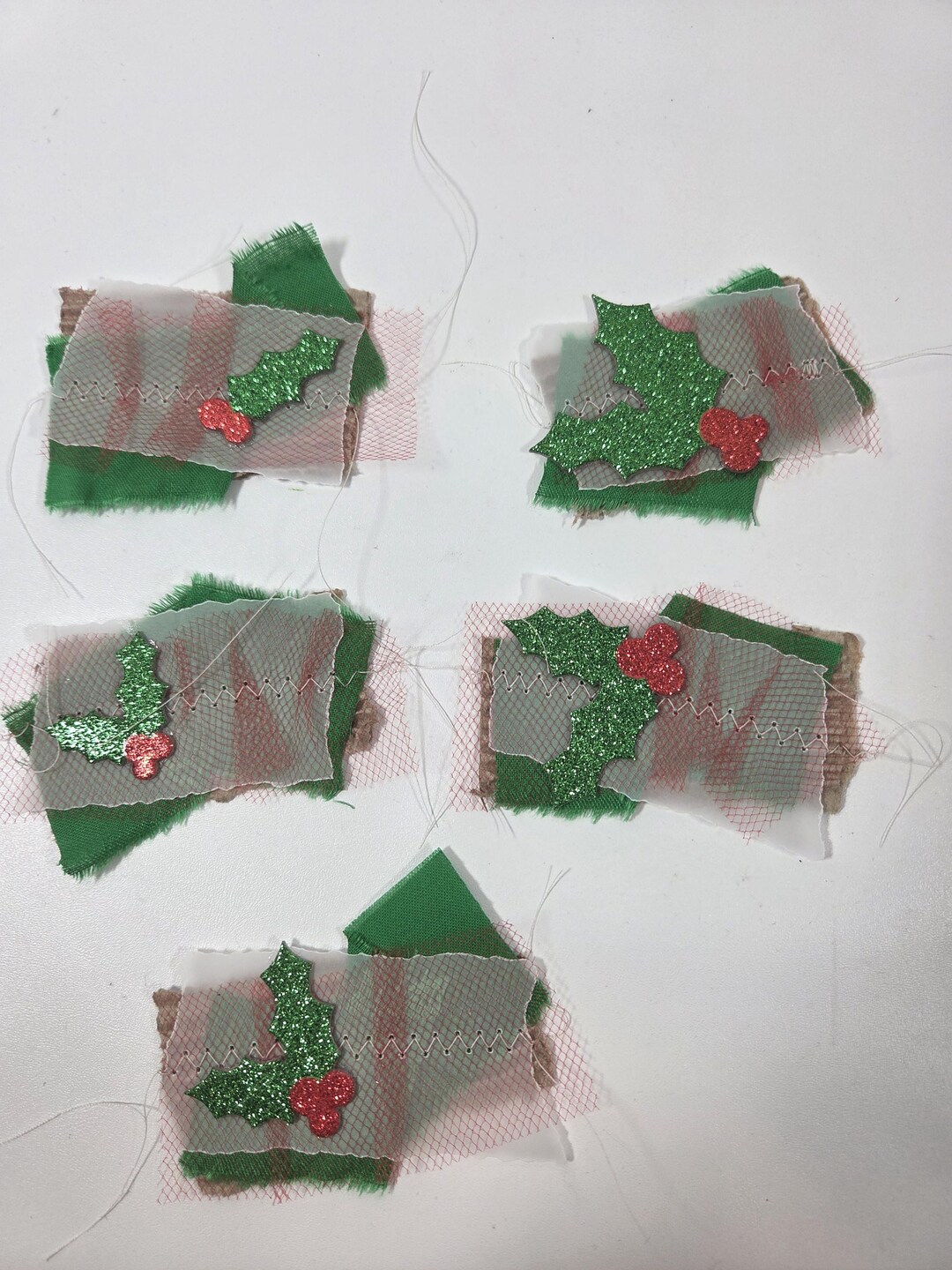 Christmas Junk Journal Embellishments Set of Five / Paper and Fabric ...