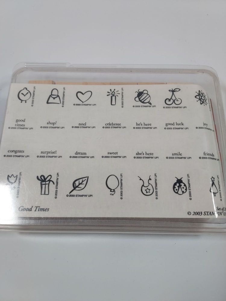 Vintage 2003 Stampin up Good Times Unmounted Rubber Wood Block Stamps ...