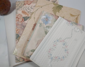 Set of 5 Vintage Wallpaper Samples / Junk Journal Ephemera / Journals Supplies / Smashbook / Scrapbooking Supplies / Vintage Ephemera