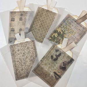 Set of 5 Tim Holtz Vellum Double Pocket/ Junk Journal Embellishments / Art Journal / Junk Journal Embellishments