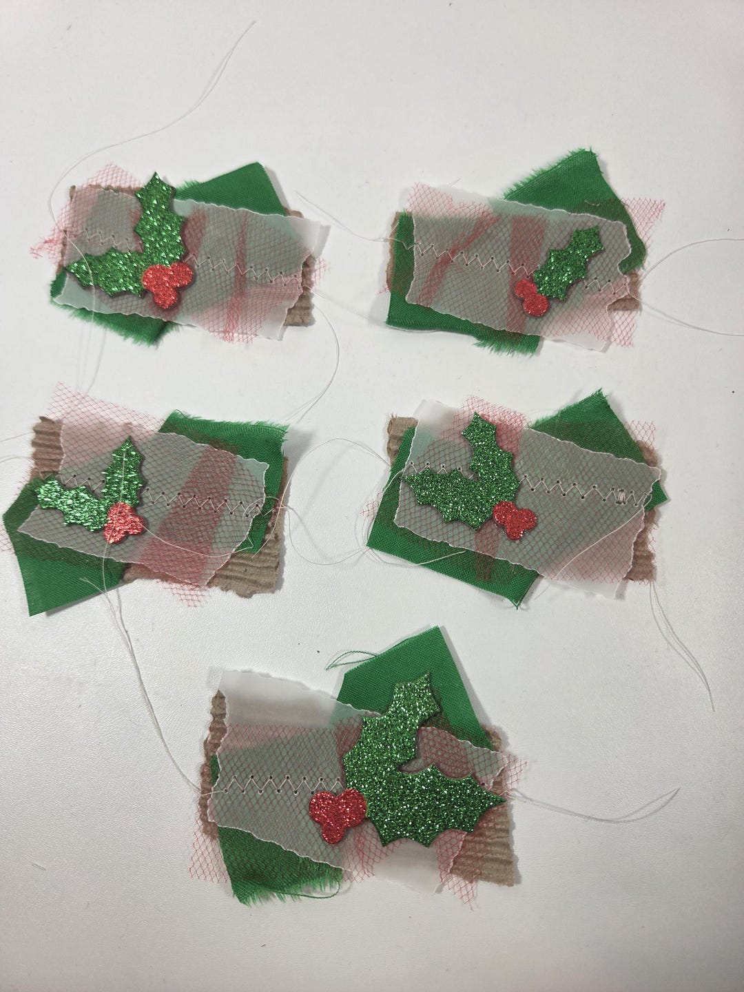 Christmas Junk Journal Embellishments Set of Five / Paper and Fabric ...