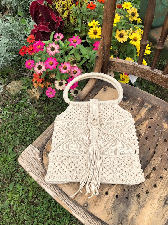 Boho Macramé Bag, Handmade - image 1