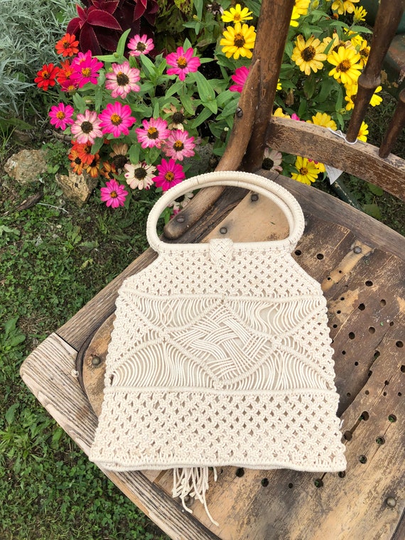 Boho Macramé Bag, Handmade - image 2