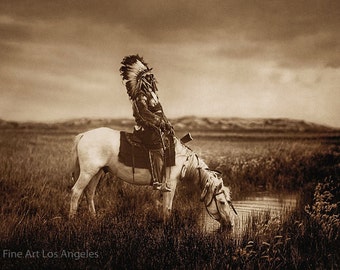 Edward Curtis Photo "Oasis in the Badlands, Chief Red Hawk, Teton Sioux" 1905