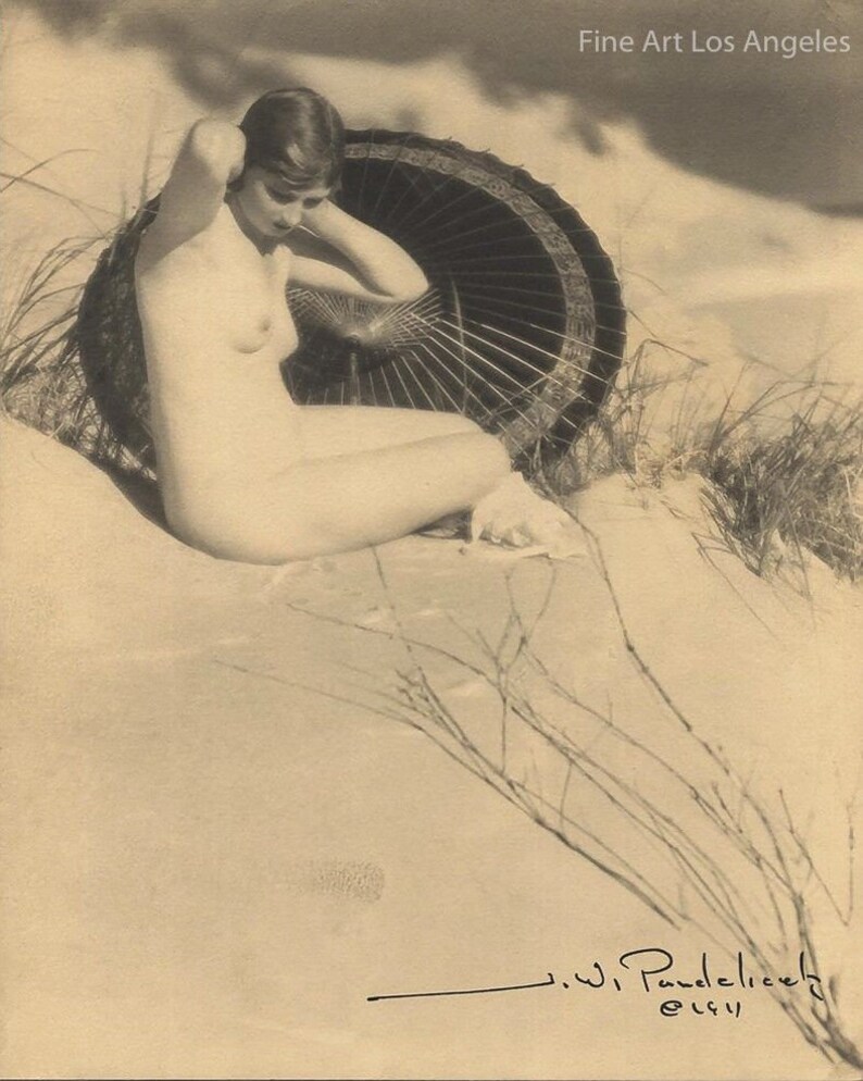 Vintage Photograph Black and White Nude Woman James Wallace Pondelicek Photo Nude at Seashore 1911 Nude on Beach Fine Art Print