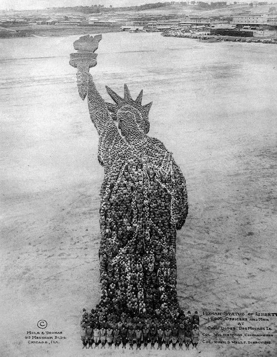 WWI Home Decor 1918 Gift Wall Art Black and White Arthur Mole Living Photo Armed Forces Service Flag Vintage Photo Print