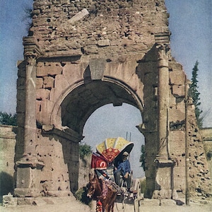 Autochrome Photo, The Arch of Drusus, Appian Way, Italy, 1928 | Fine Art Print | Vintage Photography | Horse | Carriage | Color | Wall Art