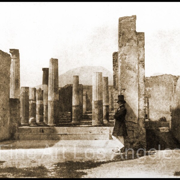 Calvert Jones Photo, "House of Sallust, Vesuvius Behind, Pompei" 1846