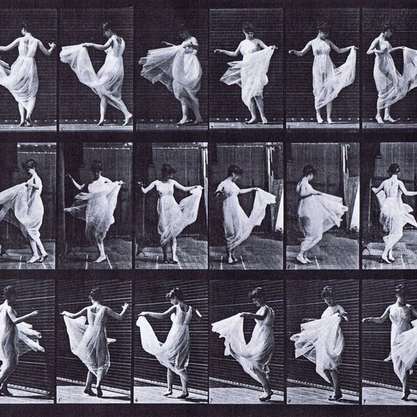 Eadweard Muybridge Photo, Woman Spinning, Motion Study, 1880s, 17x11"