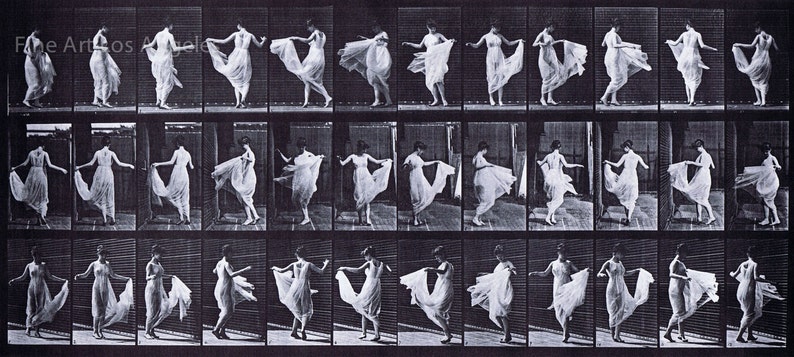 Eadweard Muybridge Photo, Woman Spinning, Motion Study, 1880s, 17x11 image 1