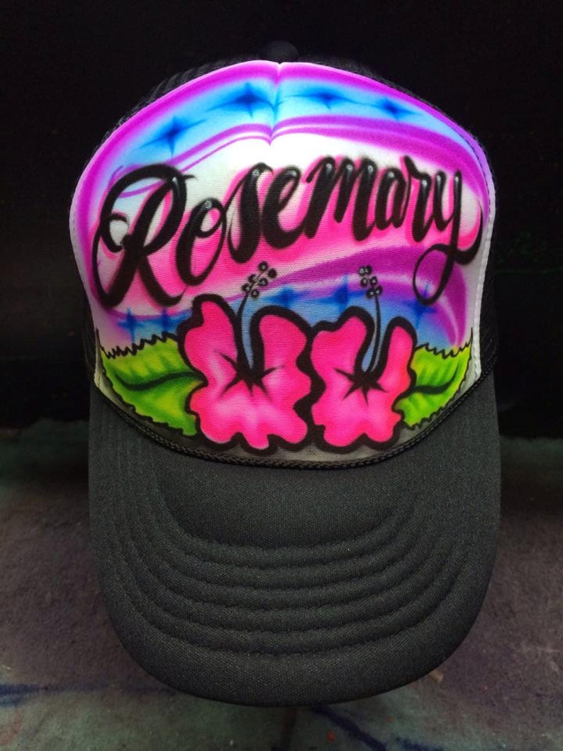Airbrushed name hat Etsy