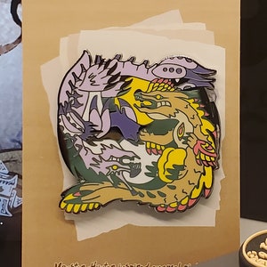 Serpents Ibushi & Narwa Hard Enamel Pin -- 1.5&quot; Black Nickel Finish Monster Hunter Rise Inspired Pins