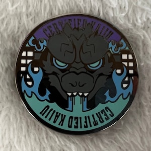 Certified Kaiju Pin,  1.5&quot; Fursona Species Themed Hard Enamel Badges to Show Off Your Favorite Animal, Kaiju Sticker, Kaiju Button