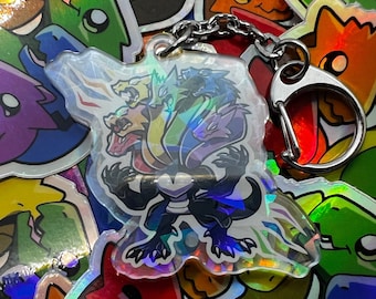 Holographic Rainbow Wrath 2" Prydra Acrylic Charm Keychain