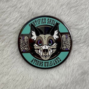 Certified Skully Pin,  1.5&quot; Fursona Species Themed Hard Enamel Badges to Show Off Your Favorite Animal, Skully Sticker,  Skull Pin, Skullies