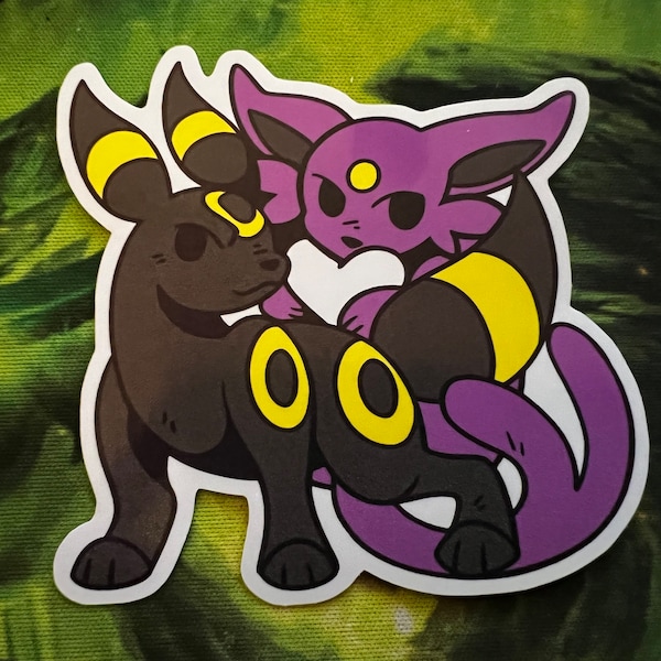 Umbreon & Espeon Subtle Nonbinary Pride Color Stickers | 3" Pokemon Inspired Glossy Sticker Celebrating Nonbinary Pride!