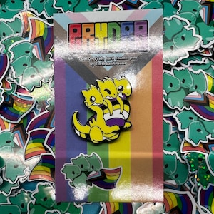Nonbinary Prydra - Cute LGBTQ+ Hydra Hard Enamel Pride Flag Pins and Stickers
