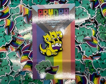 Nonbinary Prydra - Cute LGBTQ+ Hydra Hard Enamel Pride Flag Pins and Stickers