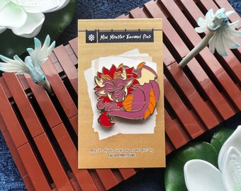 Sleeping Teostra Hard Enamel Pin -- 1.5" Gold Finish Monster Hunter Inspired Pins