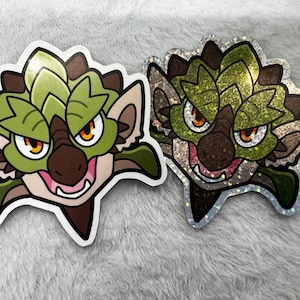 Rathian Monster Hunter Chibi Headshot 3&quot; Glossy or Holographic Sticker