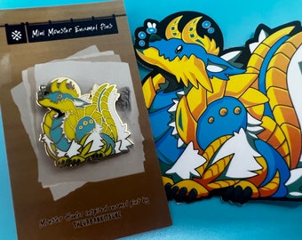 Zinogre Hard Enamel Pin -- 1.25" Gold Finish Monster Hunter Inspired Pins