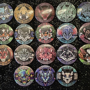 Certified Furry Buttons: 1.5&quot; Fursona Species Themed Round Button Badges to Show Off Your Favorite Animal