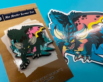 Nergigante Hard Enamel Pin -- 1.5" Nickel Finish Monster Hunter Elder Dragon Inspired Pins