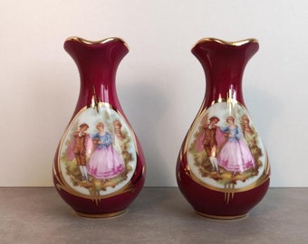 2 ヴィンテージ ミニチュア リモージュ磁器花瓶シックな装飾ギフト