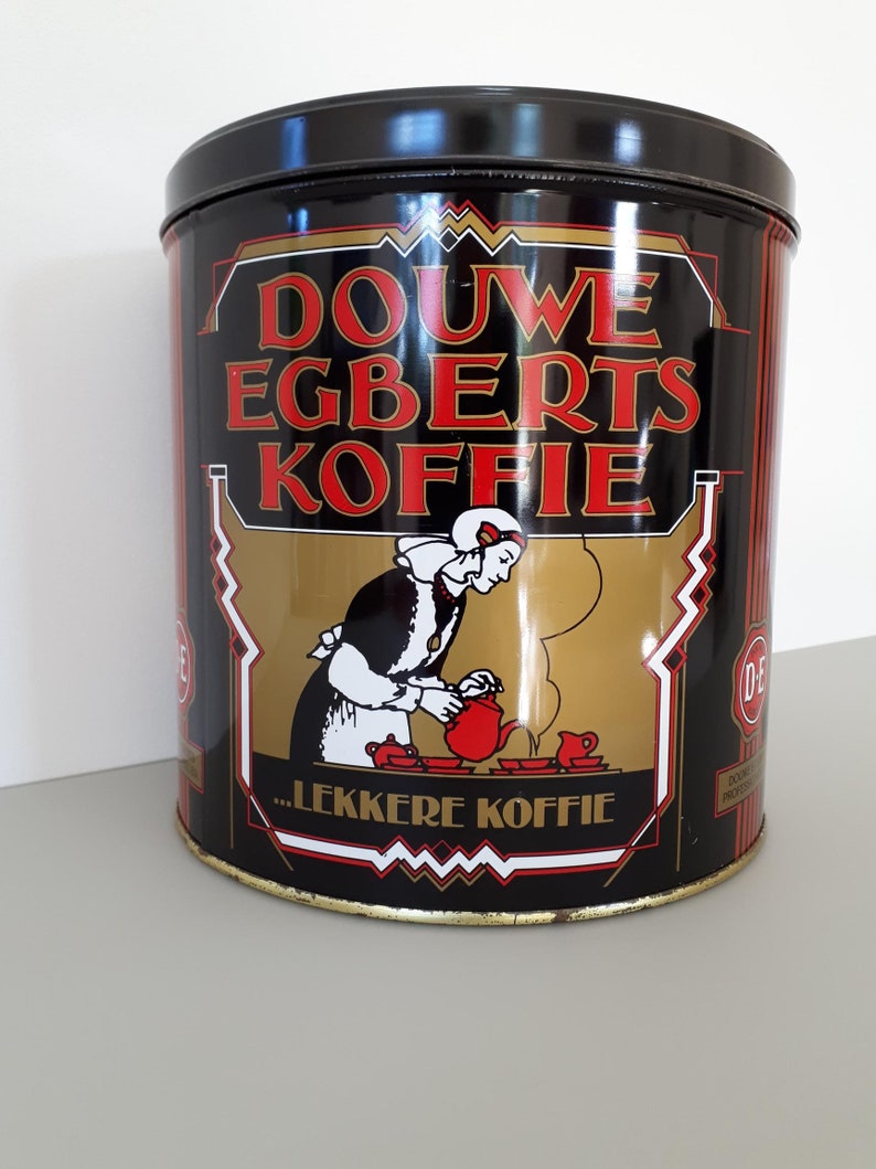 Dutchjunkyard DOUWE EGBERTS Coffee Tin Canister Art Deco Style Large