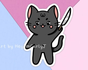 Cat Knife Sticker | cute gifts, waterproof sticker, water bottle sticker