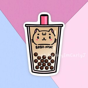 Boba Nya Cat Sticker | cute gifts, waterproof sticker, water bottle sticker