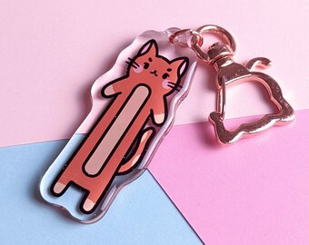 Long Boi Cat Keychain | cute cat charm, cat gifts, cute keychains