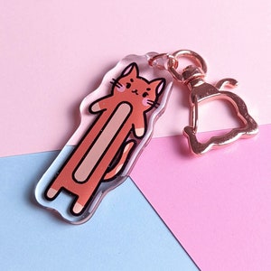 Long Boi Cat Keychain | cute cat charm, cat gifts, cute keychains