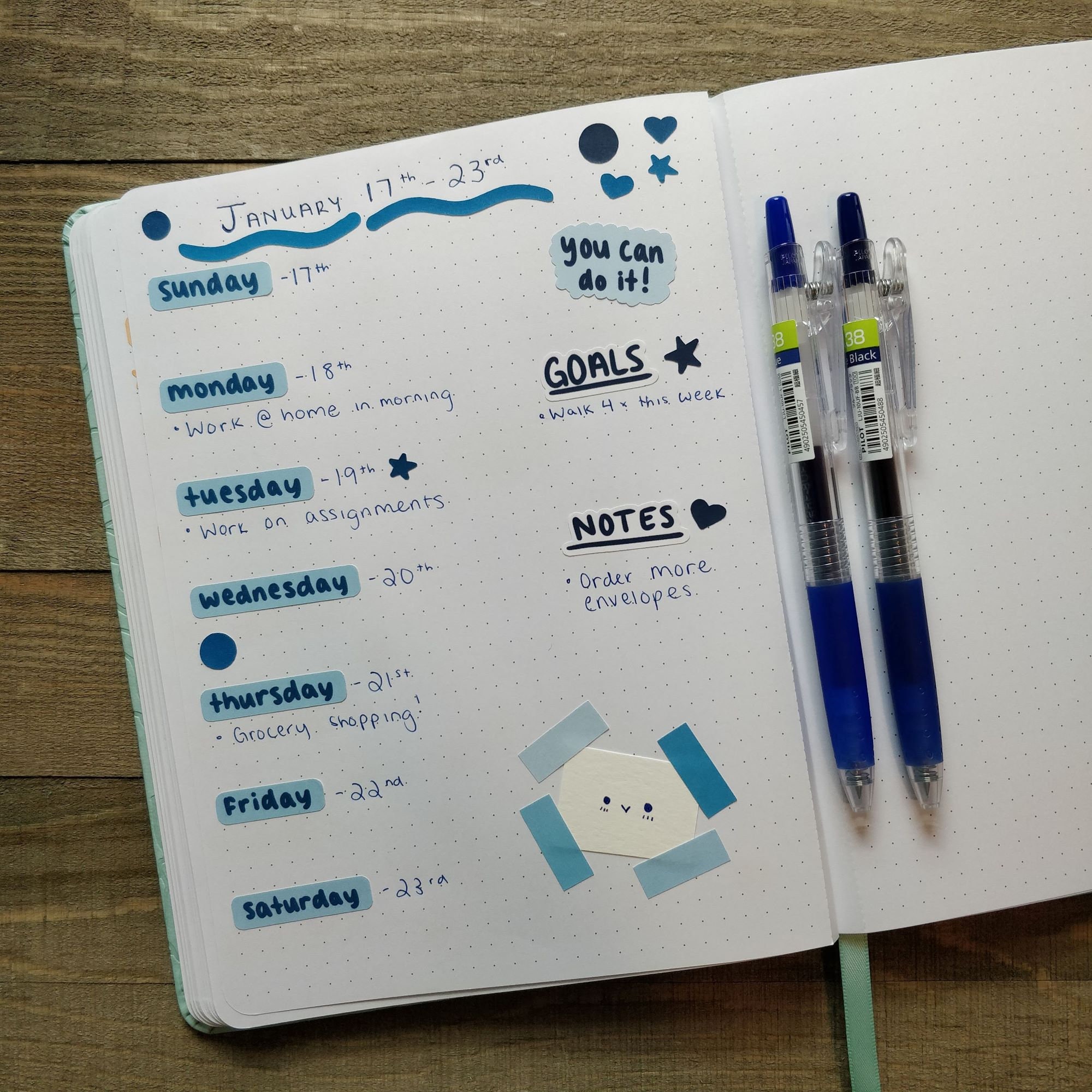 Blue Weekly Journaling Sticker Sheet Journal Stickers Etsy