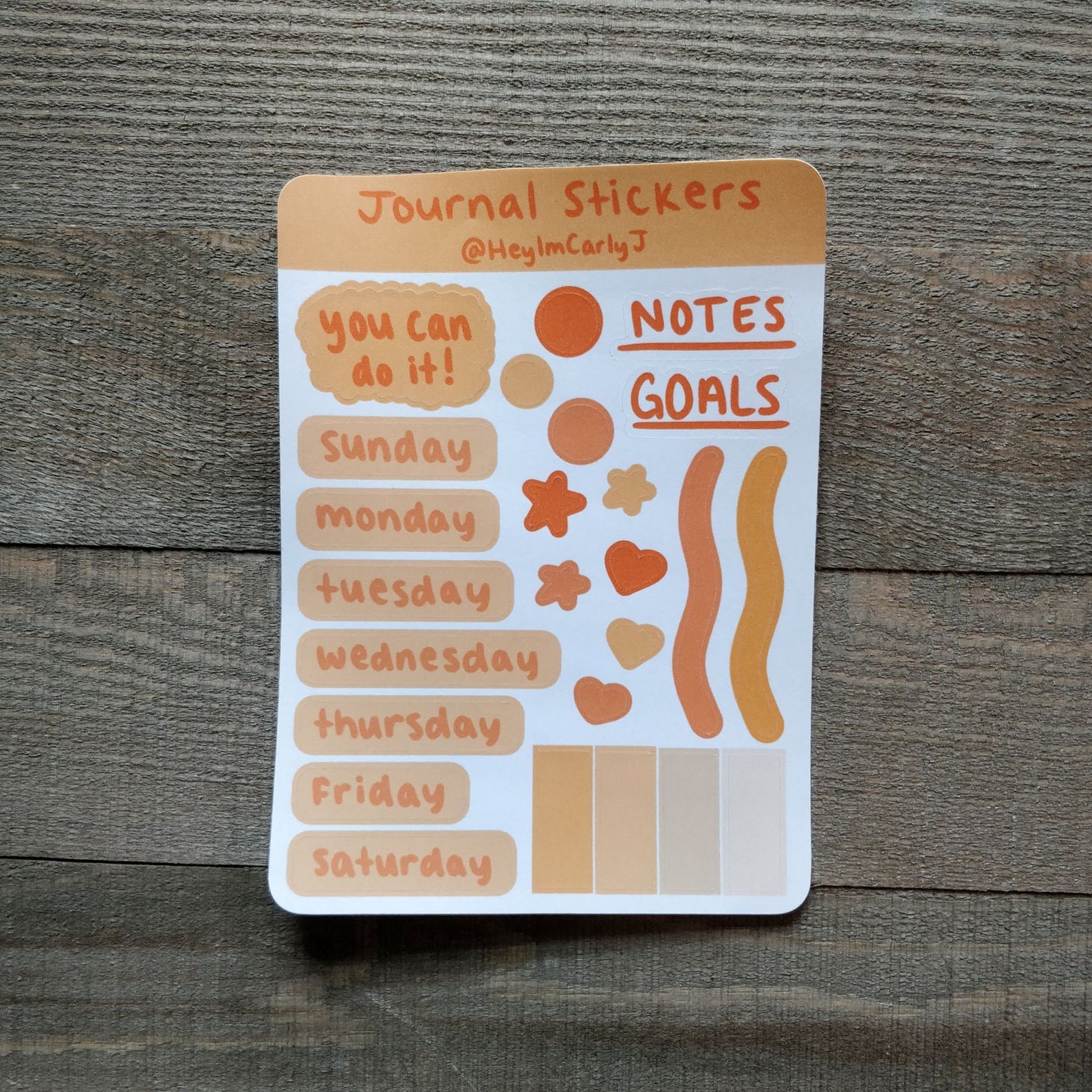 Orange Weekly Journaling Sticker Sheet Journal Stickers Etsy
